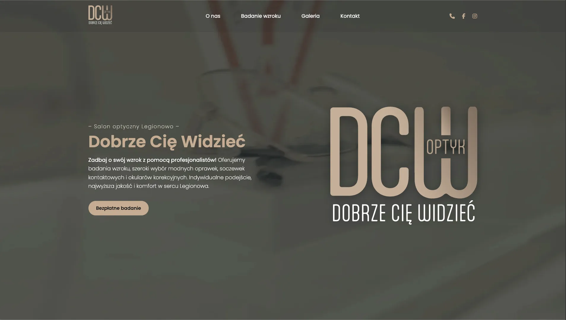 hero strony internetowej dcw-optyk.pl